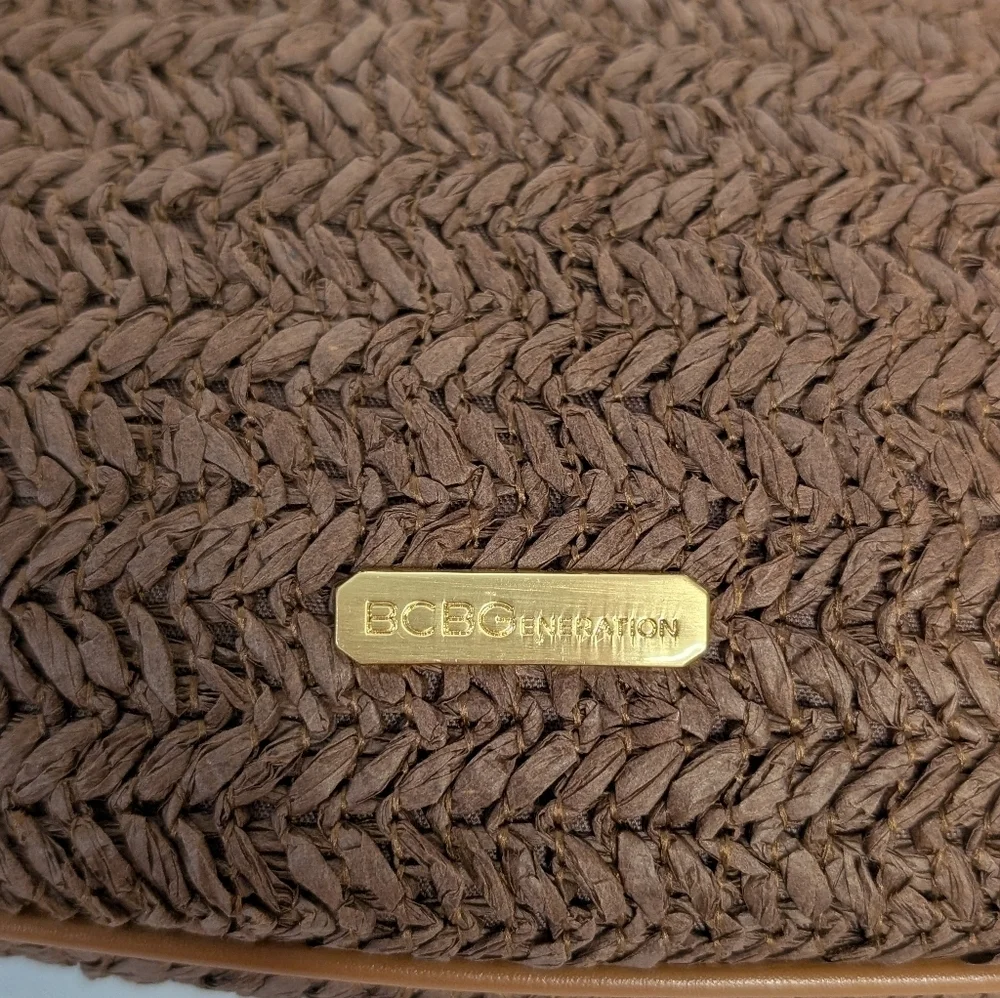 BCBG Brown Woven Crescent Hobo Shoulder Bag NWT
